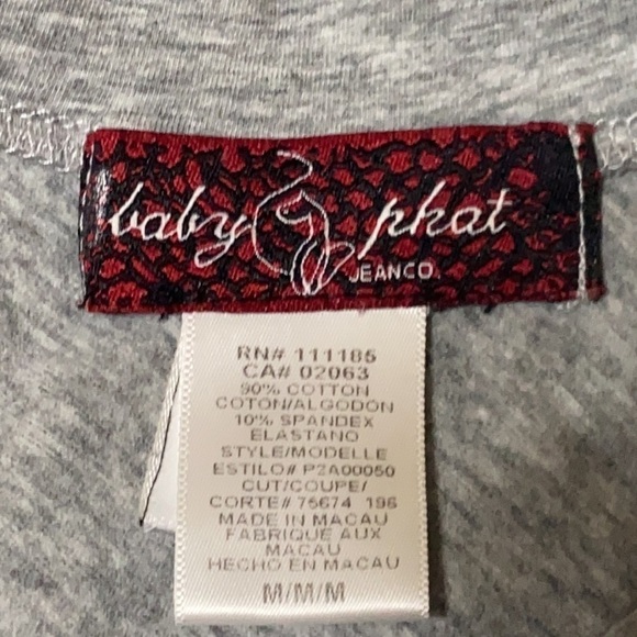 Vintage Y2K Baby Phat Flutter Sleeve T-Shirt Top Tie Back Grey Women’s Size M - Picture 5 of 6